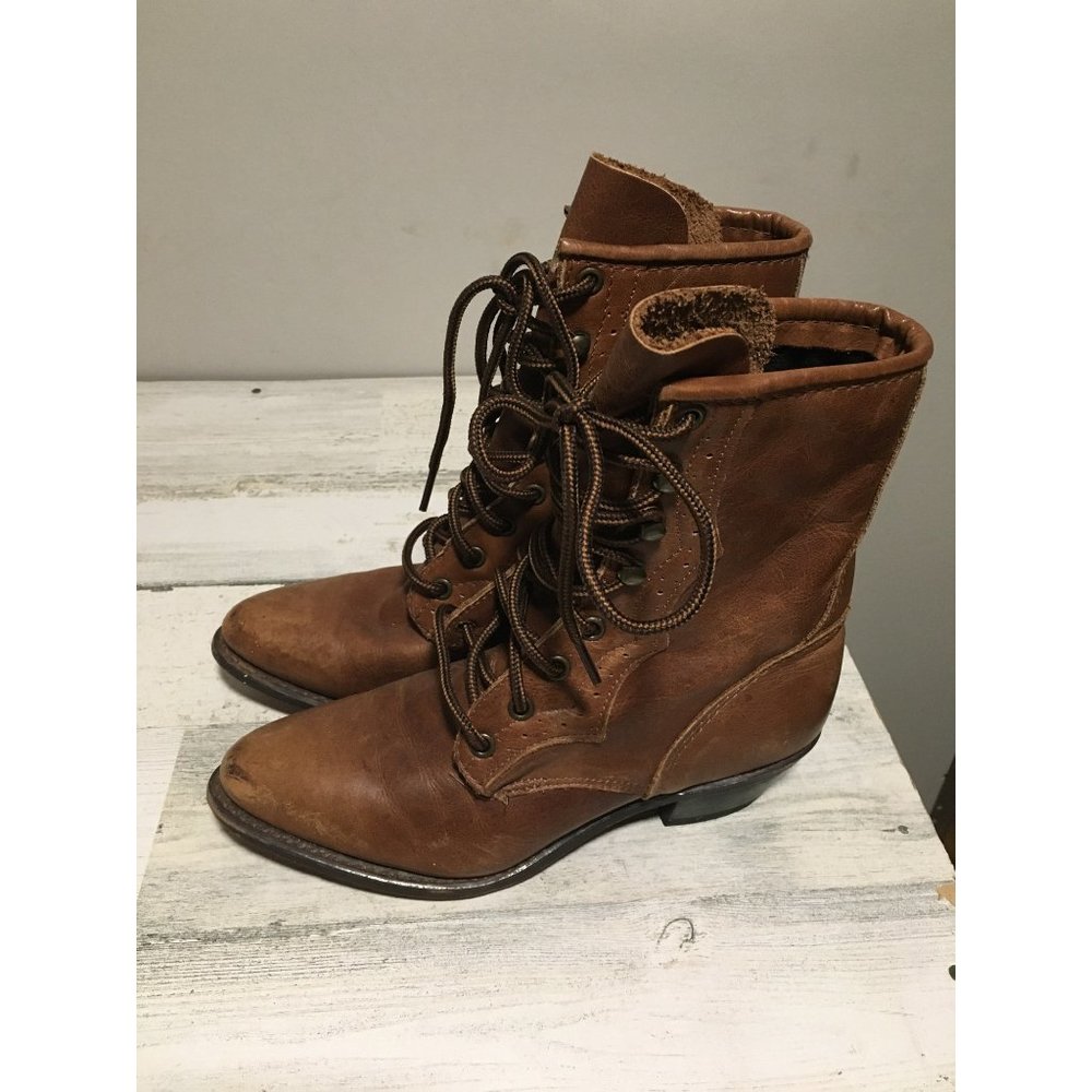 Durango women’s nice brown leather lace-up high ankle boot size 6M. Vintage